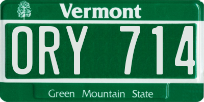 VT license plate ORY714