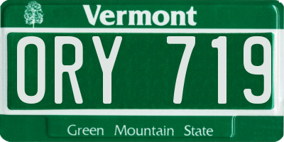 VT license plate ORY719