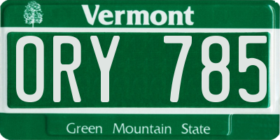 VT license plate ORY785