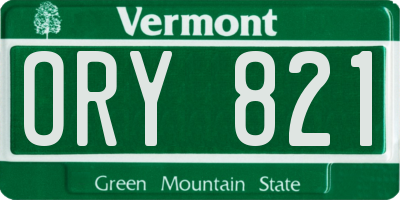 VT license plate ORY821