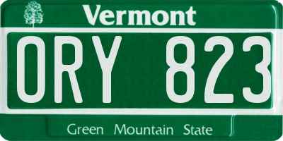 VT license plate ORY823