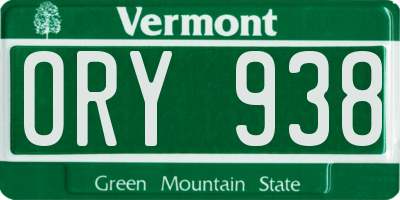 VT license plate ORY938