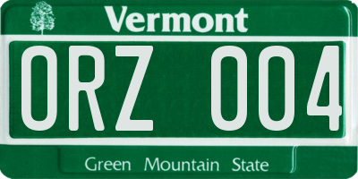 VT license plate ORZ004