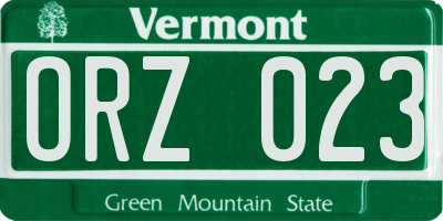 VT license plate ORZ023