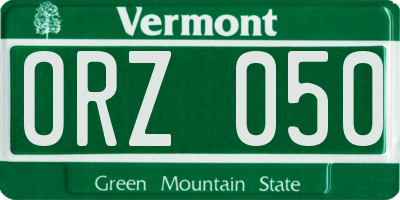 VT license plate ORZ050