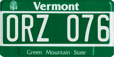 VT license plate ORZ076