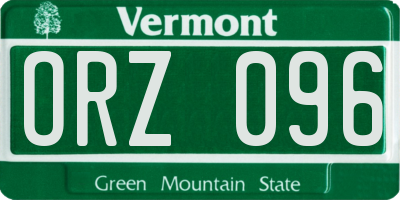 VT license plate ORZ096
