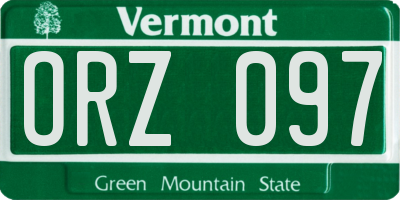 VT license plate ORZ097