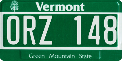VT license plate ORZ148