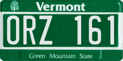 VT license plate ORZ161
