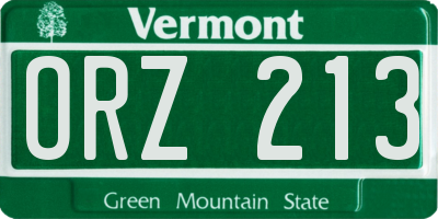 VT license plate ORZ213