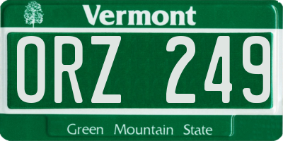VT license plate ORZ249