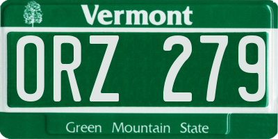 VT license plate ORZ279