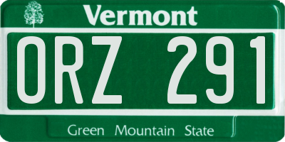 VT license plate ORZ291