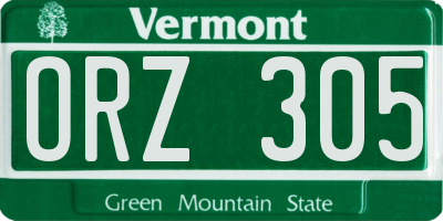 VT license plate ORZ305