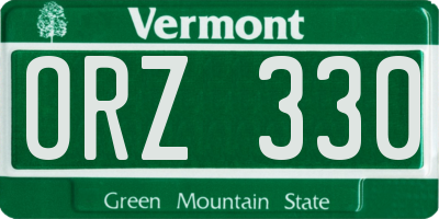 VT license plate ORZ330