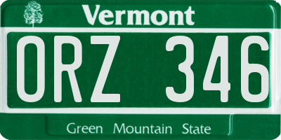 VT license plate ORZ346