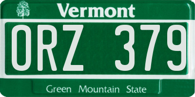 VT license plate ORZ379