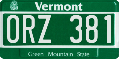 VT license plate ORZ381