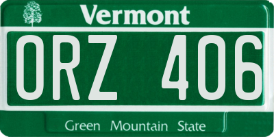 VT license plate ORZ406