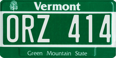 VT license plate ORZ414