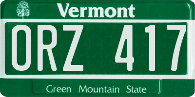 VT license plate ORZ417