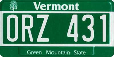 VT license plate ORZ431