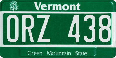 VT license plate ORZ438