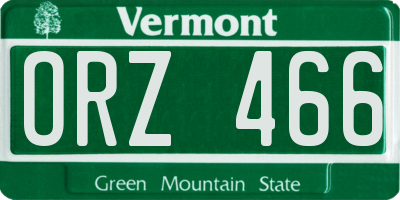 VT license plate ORZ466