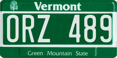 VT license plate ORZ489