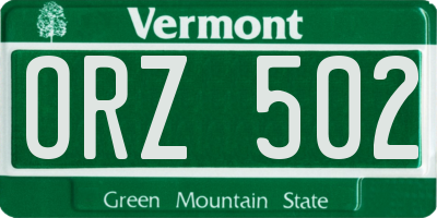 VT license plate ORZ502