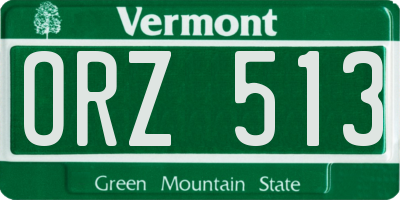 VT license plate ORZ513