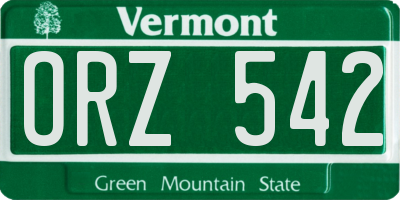 VT license plate ORZ542