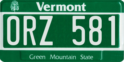 VT license plate ORZ581