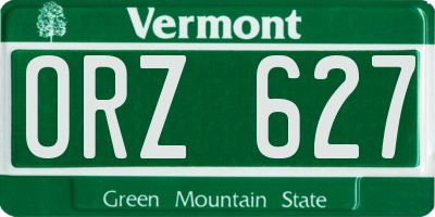 VT license plate ORZ627