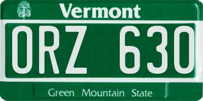 VT license plate ORZ630
