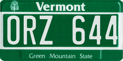 VT license plate ORZ644