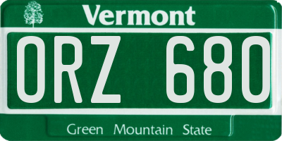 VT license plate ORZ680