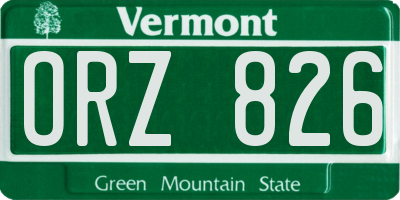 VT license plate ORZ826
