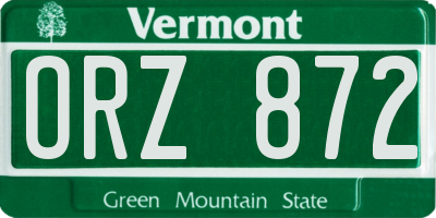 VT license plate ORZ872