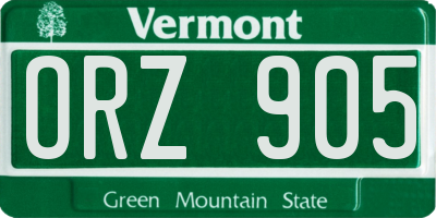 VT license plate ORZ905