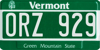 VT license plate ORZ929