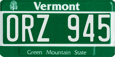 VT license plate ORZ945