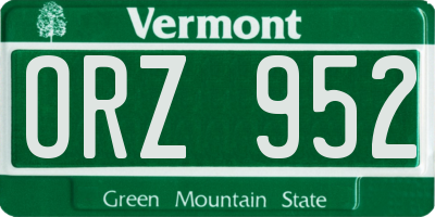 VT license plate ORZ952