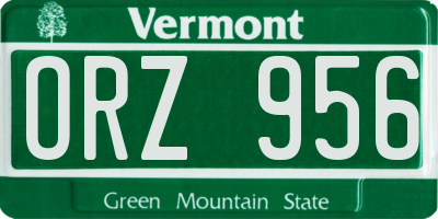 VT license plate ORZ956