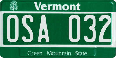 VT license plate OSA032