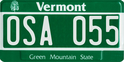 VT license plate OSA055