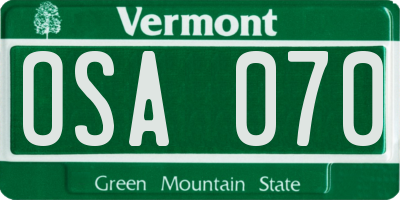 VT license plate OSA070