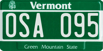 VT license plate OSA095