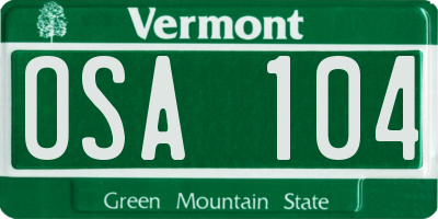 VT license plate OSA104